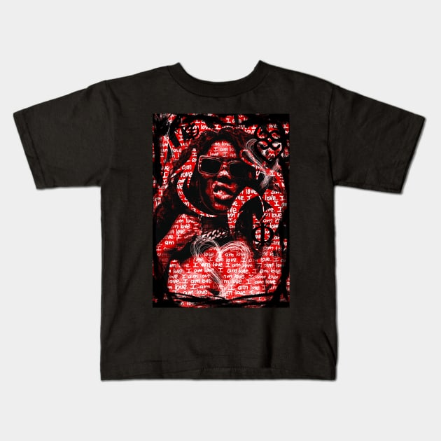 I Am Love Strong Black Woman Neo Pop Art Red Kids T-Shirt by Glass Table Designs